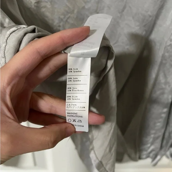 Elegant Lilysilk Gray Silver Blouse with Tie Detail - Picture 4 of 5